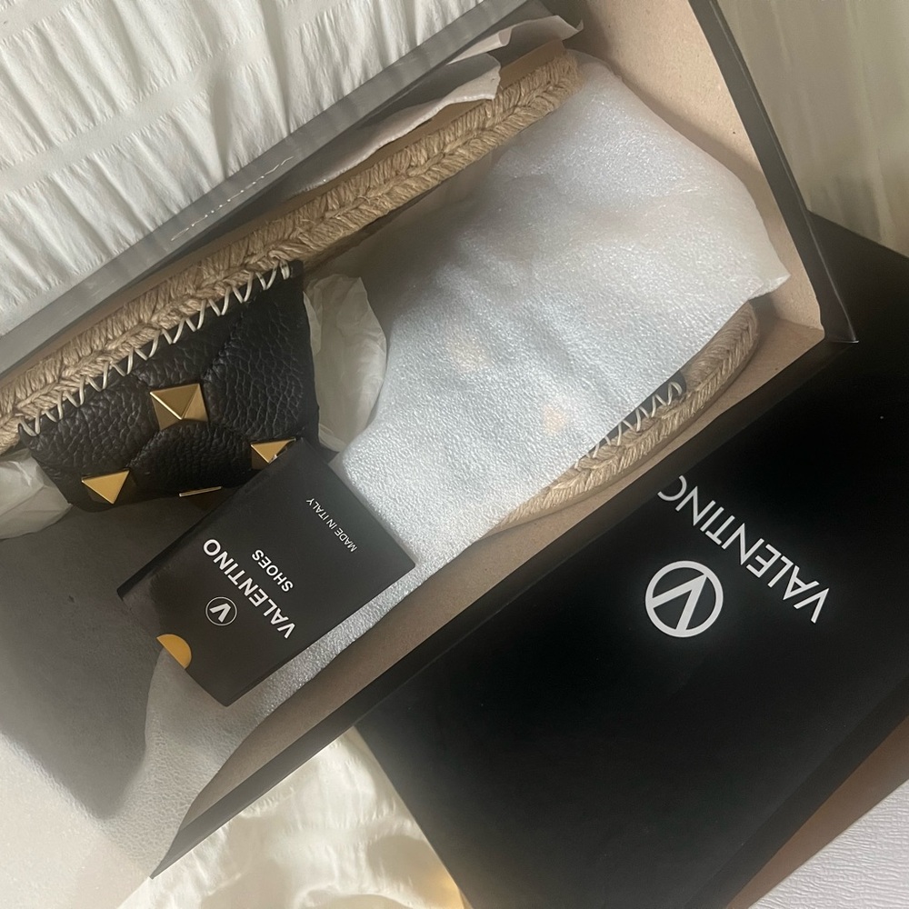 Valentino Black and Gold Espadrilles